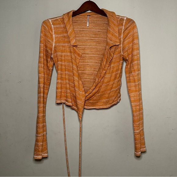 Striped Wrap-Long Sleeve Blouse - Picture 4 of 8